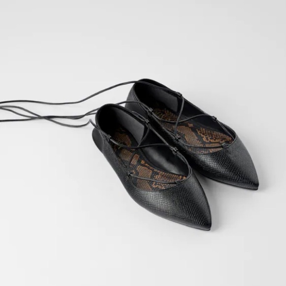 ZARA lace up pointy flats